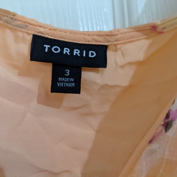 Torrid peach floral baby doll top 3/4 - Picture 3 of 8
